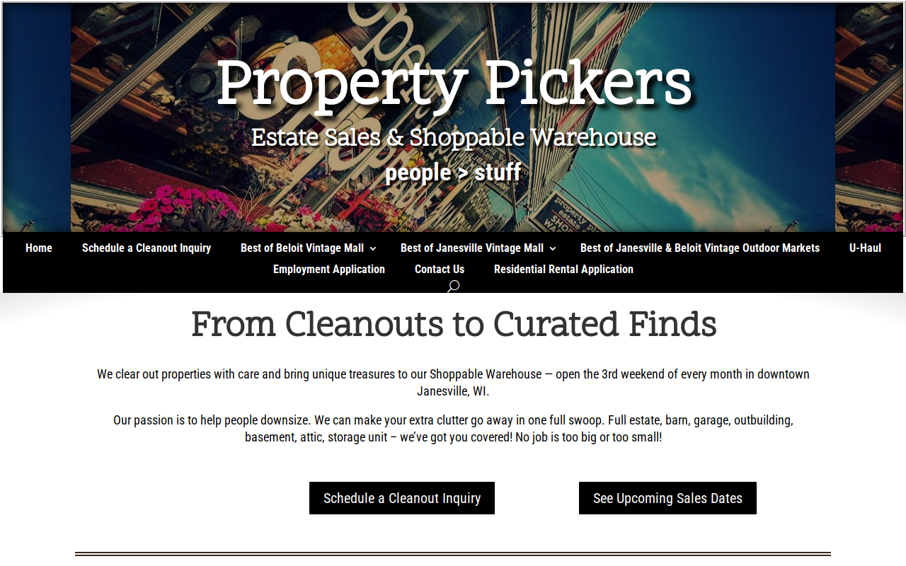 Property Pickers Estate Sales & Shoppable Warehouse website preview