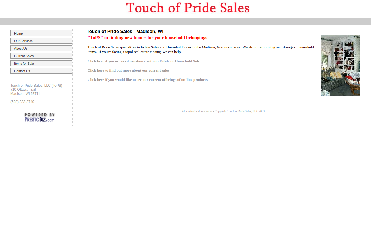 Touch of Pride Sales LLC website preview