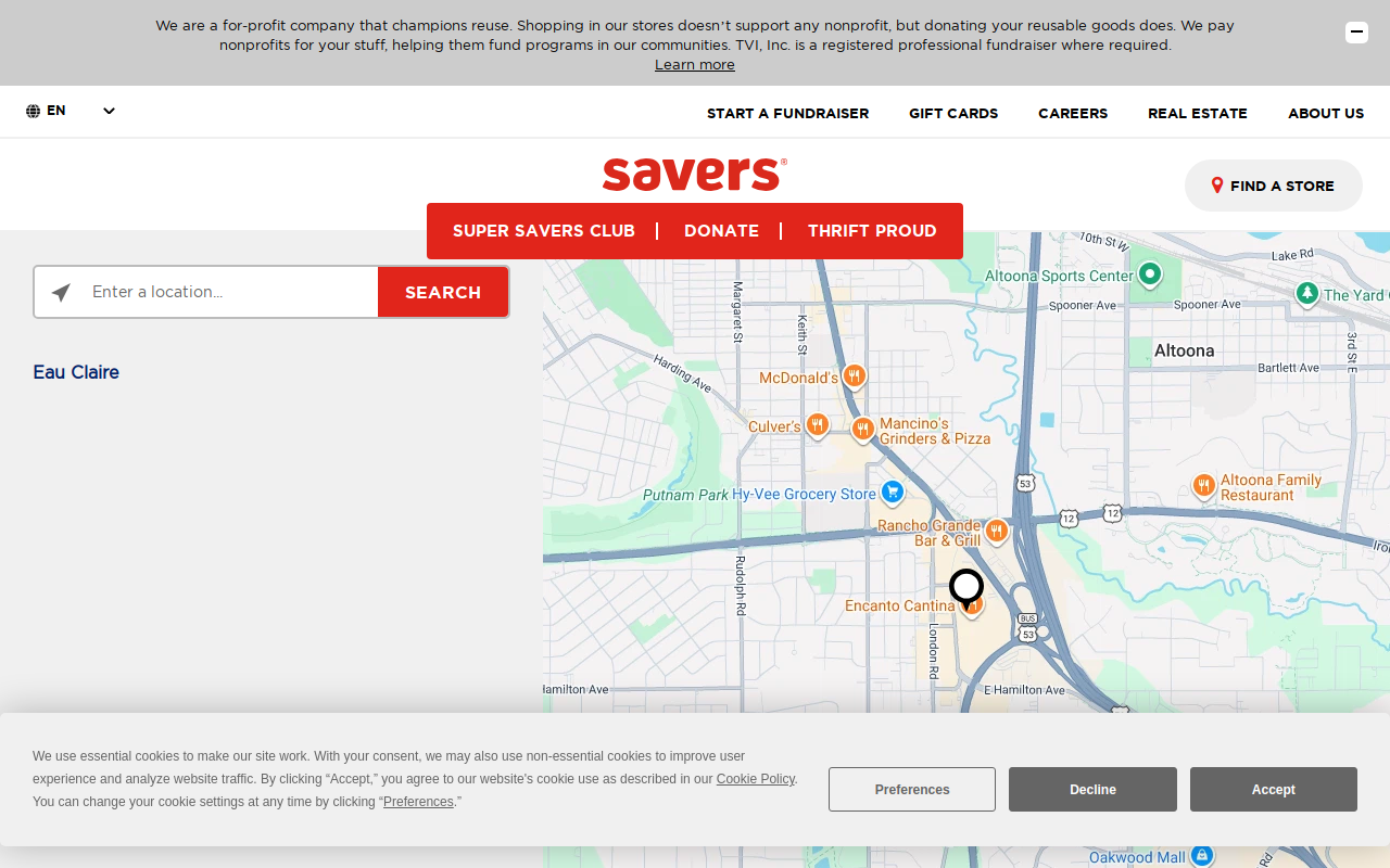 Savers website preview