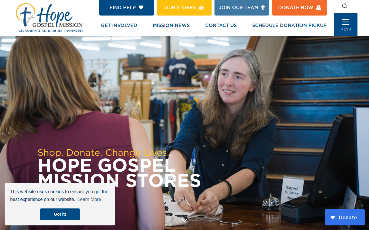Hope Bargain Center website preview