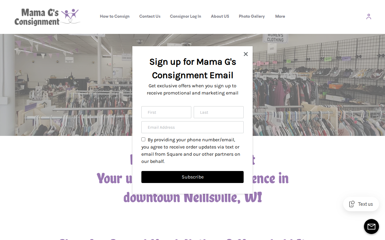 Mama G's Consignment Shop website preview