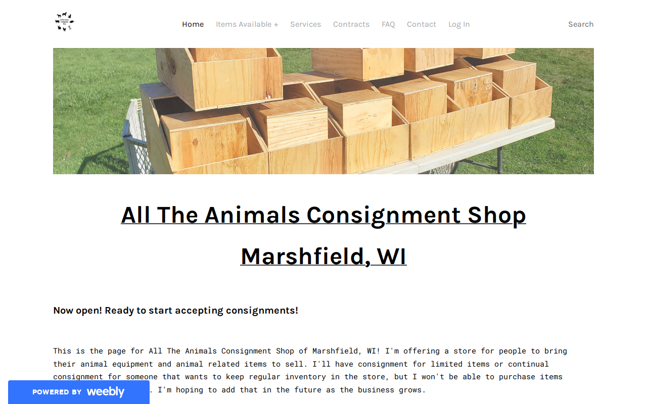 All The Animals Consignment Shop website preview