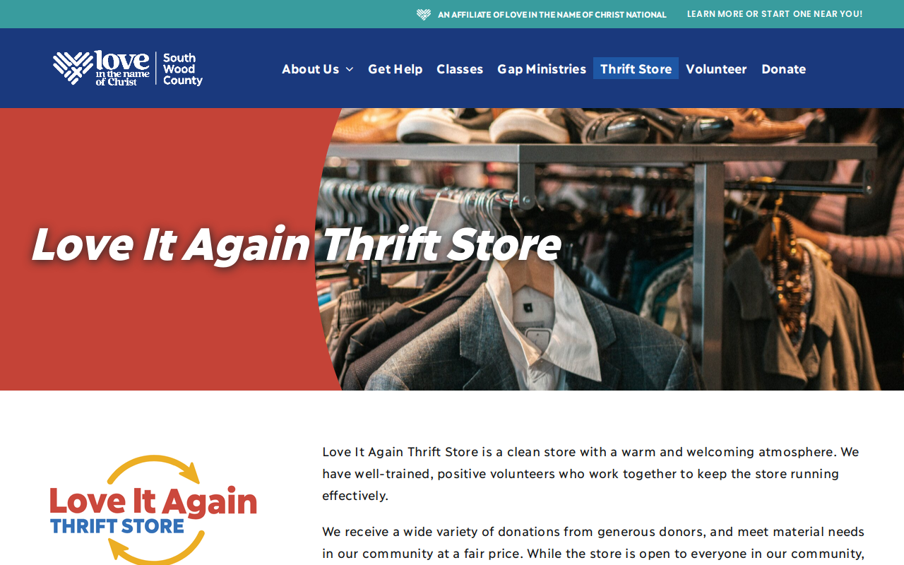 Love It Again Thrift Store website preview