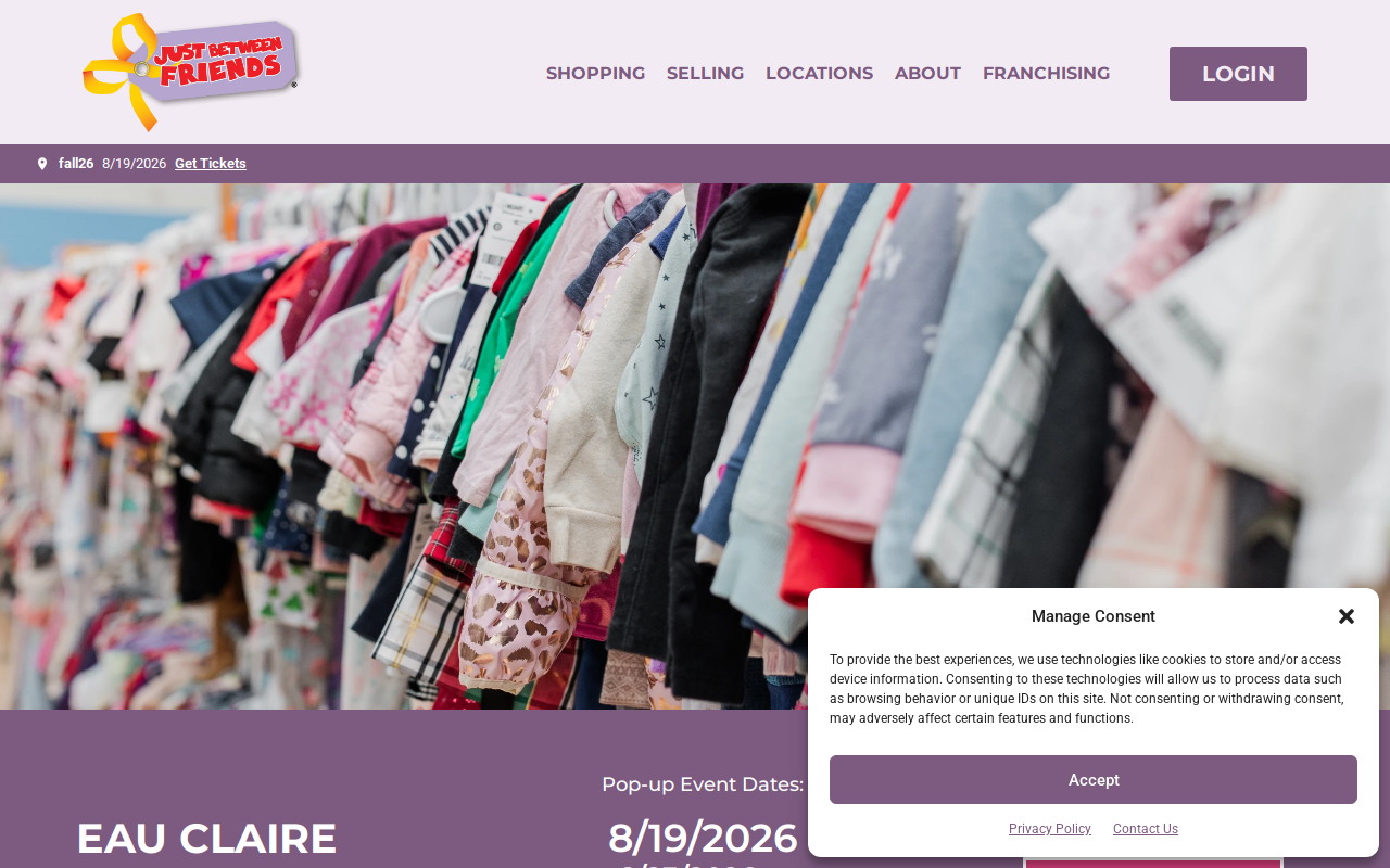 Just Between Friends of Eau Claire/Chippewa Valley website preview