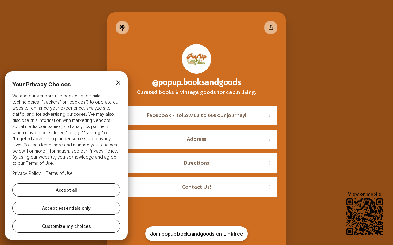 PopUp Books & Goods website preview
