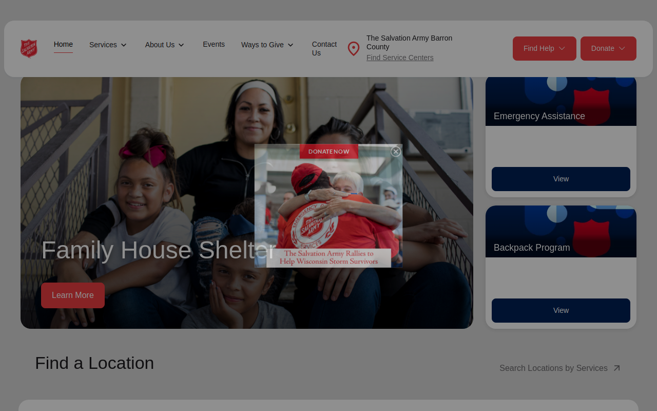Barron County Salvation Army website preview
