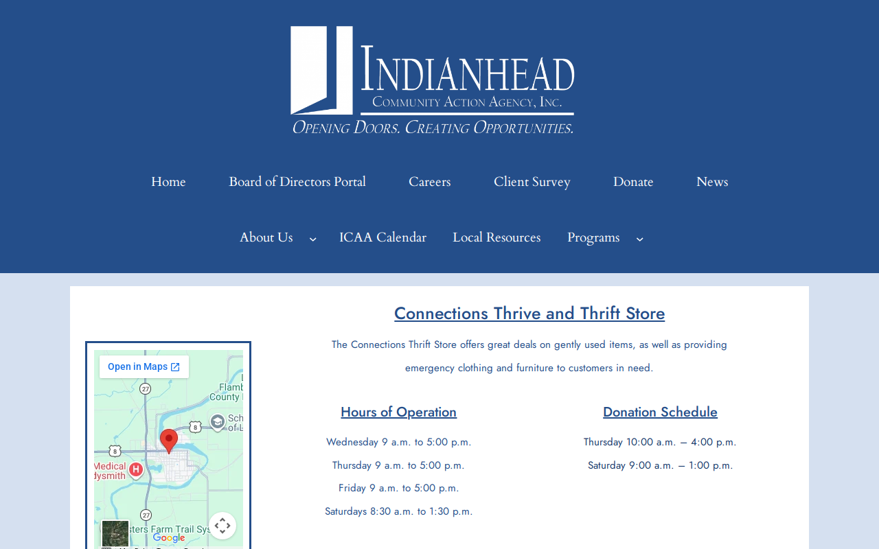 Connections Thrift Store website preview