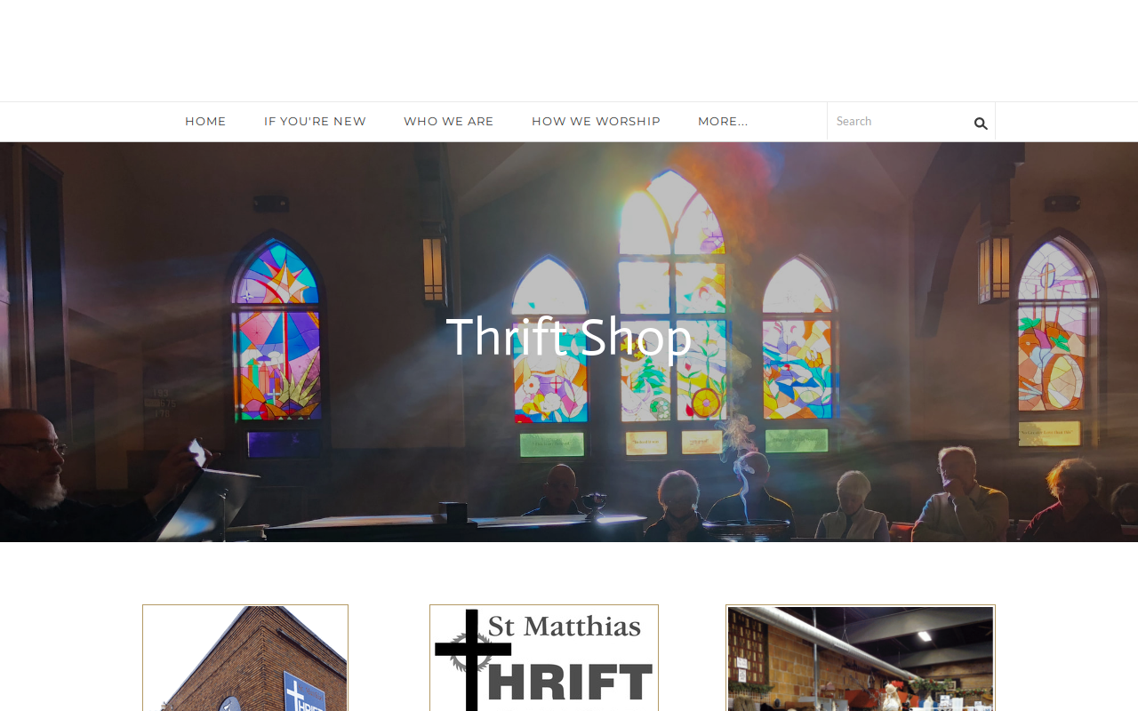 St Matthias Thrift Shop website preview