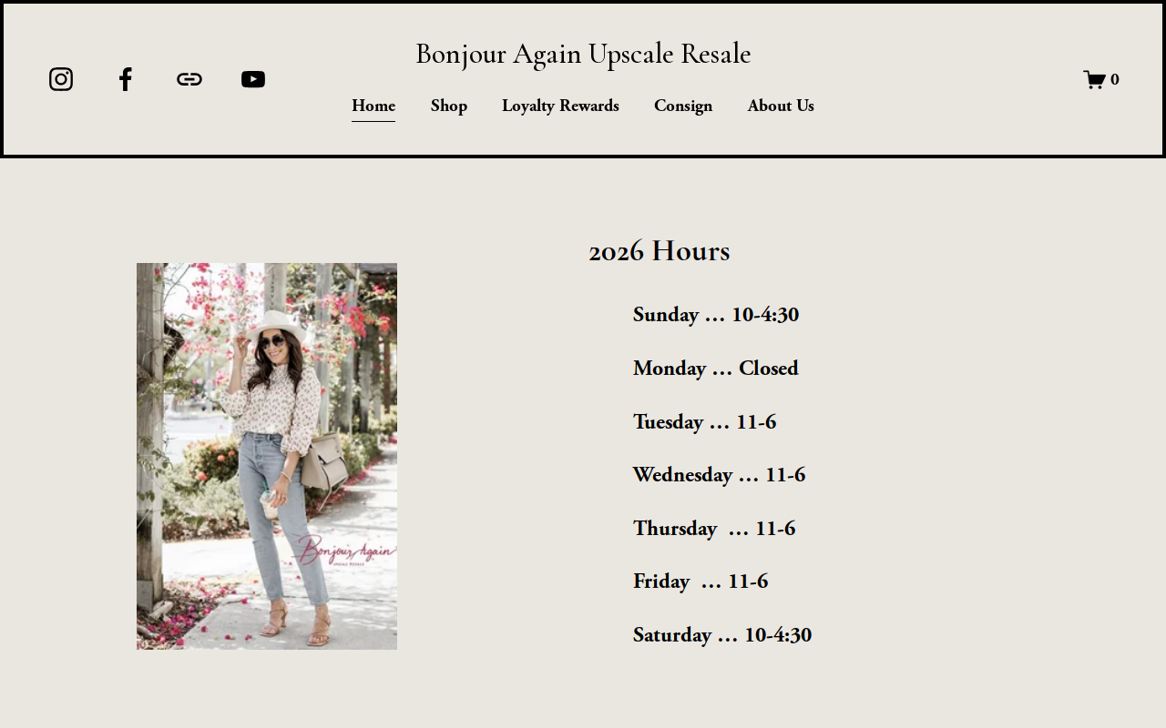 Bonjour Again Upscale Resale website preview