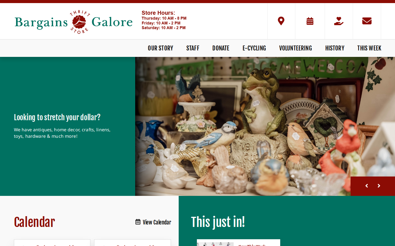 Bargains Galore Thrift Store website preview