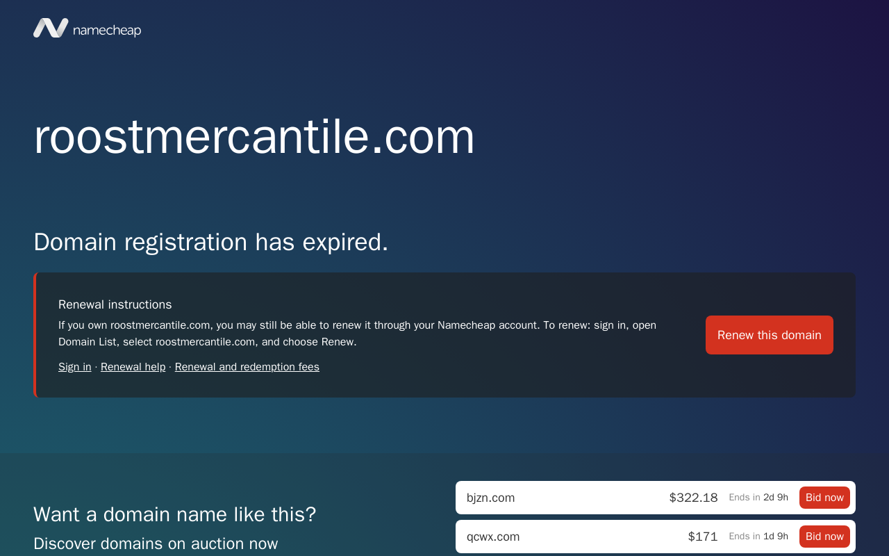 Roost Mercantile website preview