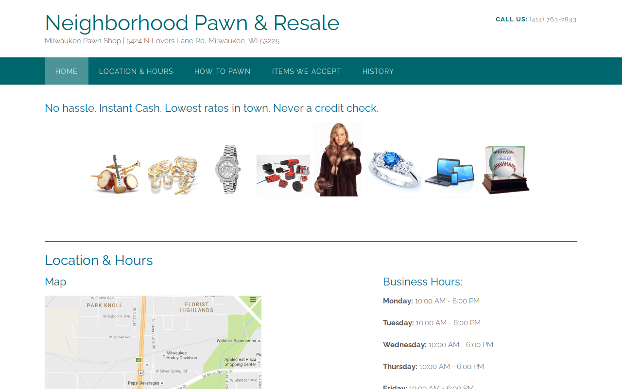 Neighborhood Pawn website preview