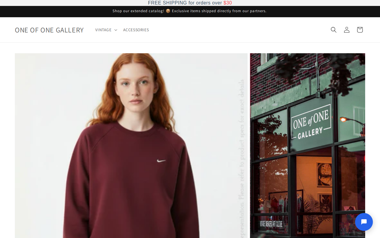 One of One Gallery website preview
