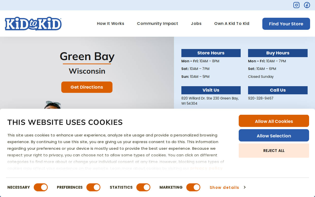Kid to Kid Green Bay website preview