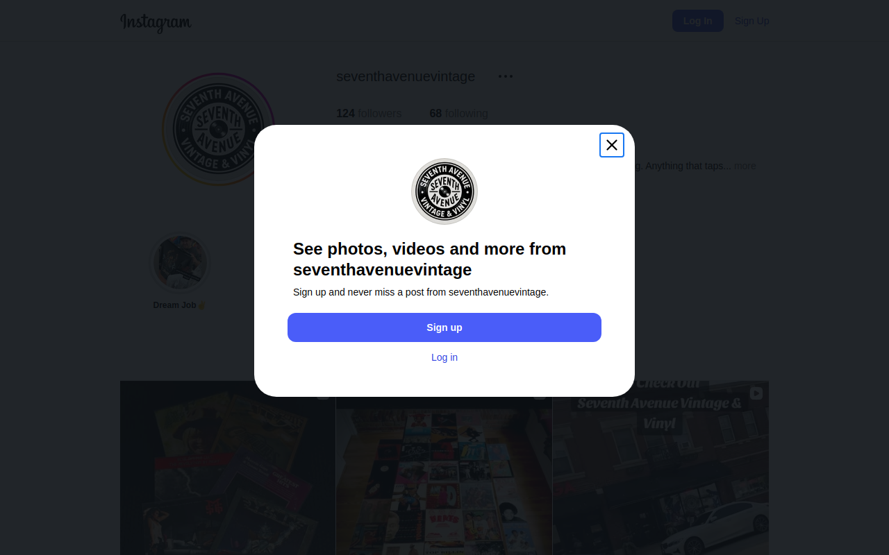 Seventh Avenue Vintage & Vinyl website preview