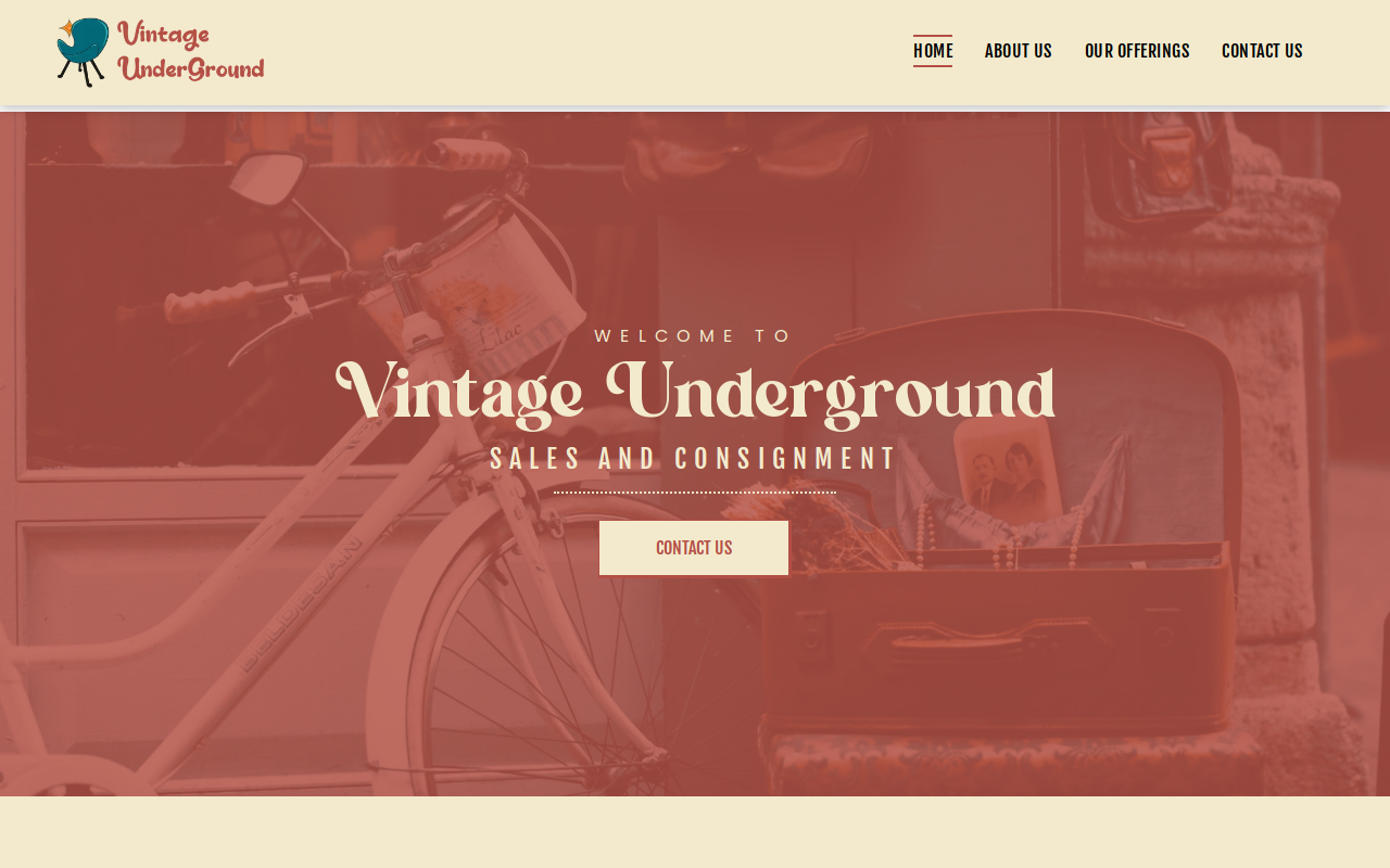 Vintage Underground Sales and Consignment website preview