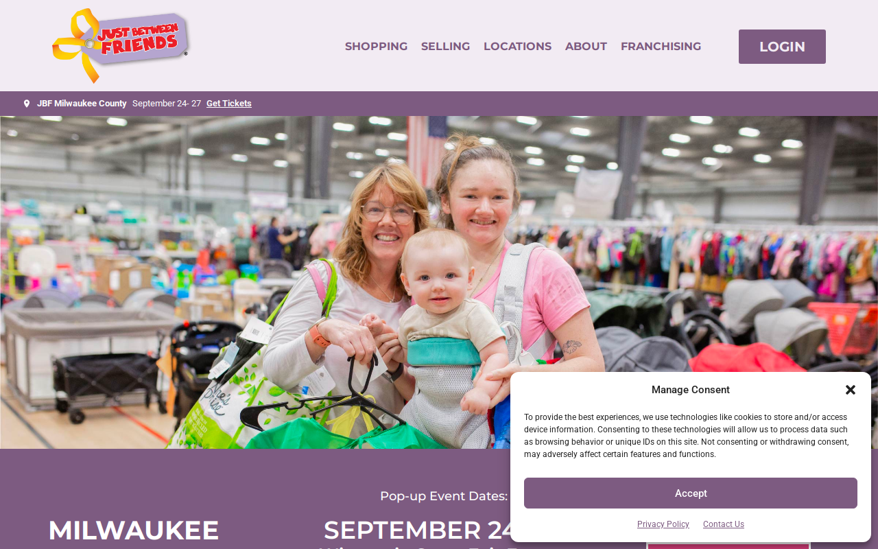 Just Between Friends of Milwaukee County website preview