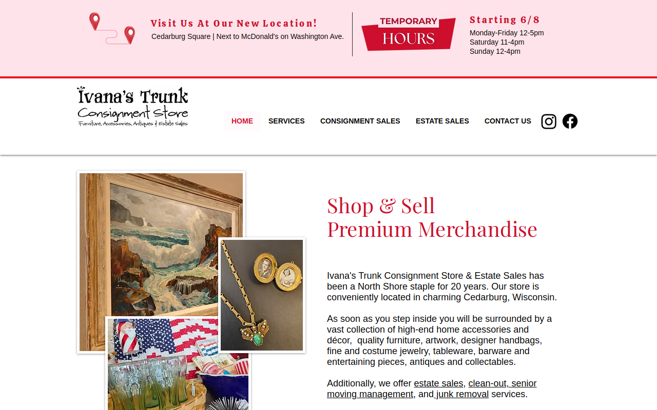 Ivana's Trunk Consignment Store website preview