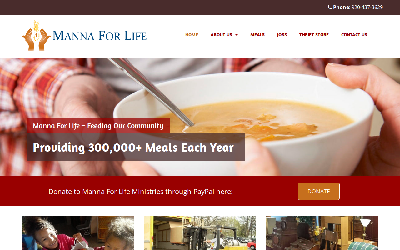 Manna For Life Thrift Store and Ministries website preview