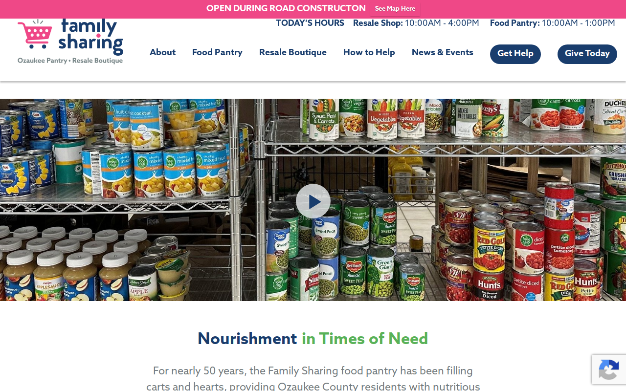 Family Sharing of Ozaukee County website preview