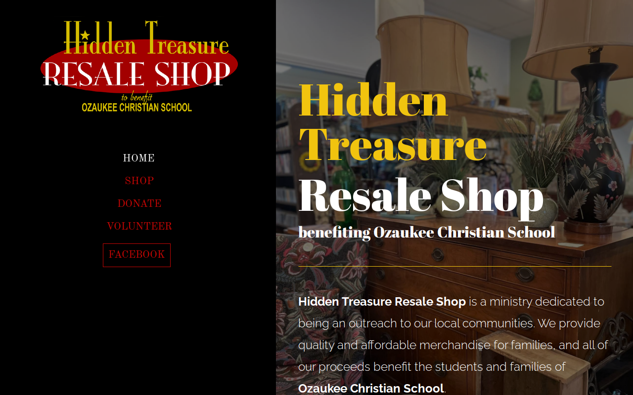 Hidden Treasure Resale Shop website preview