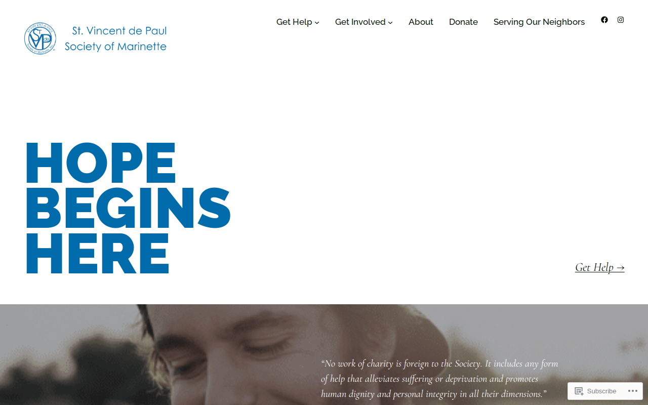 St. Vincent de Paul Thrift Store and Food Pantry website preview