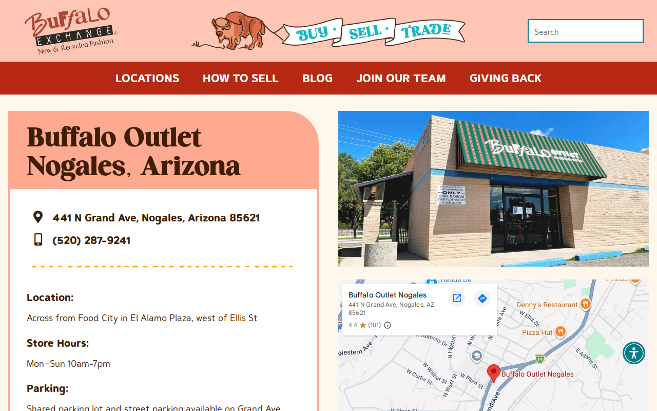 Buffalo Outlet Nogales website preview