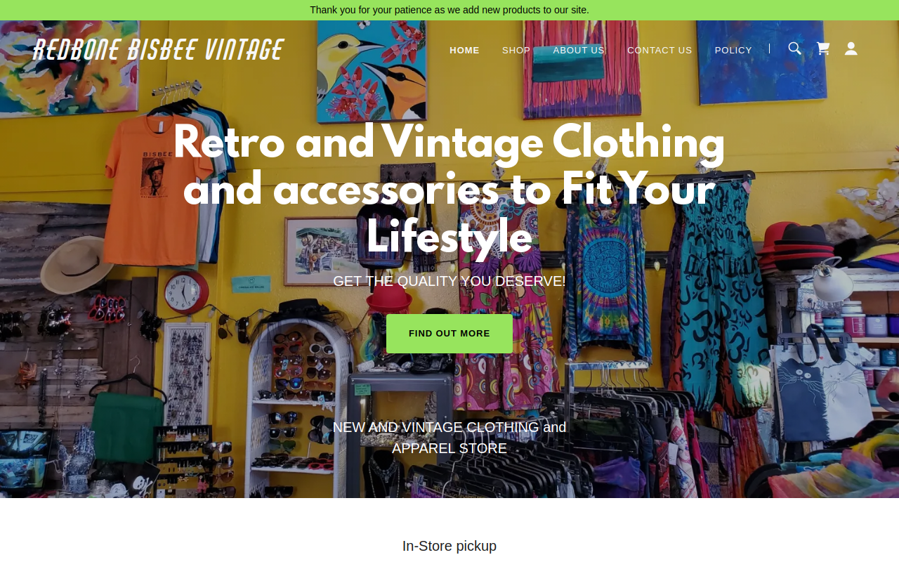 Redbone Bisbee Vintage website preview