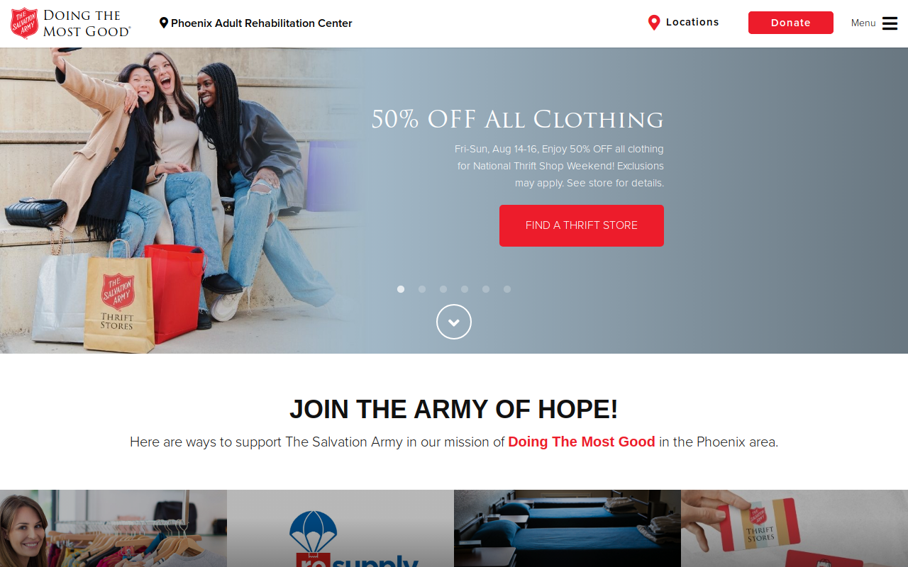 The Salvation Army Thrift Store and Donation Center website preview