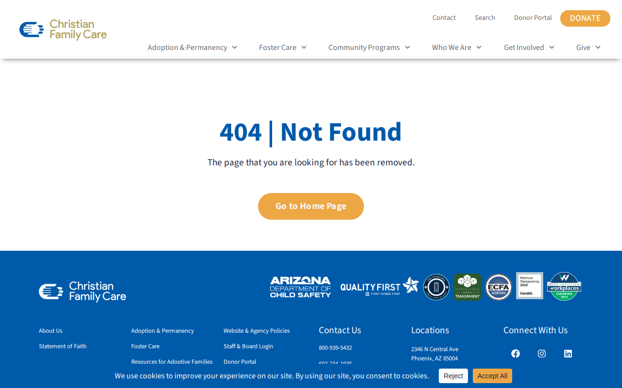 Christian Family Care Thrift Store website preview