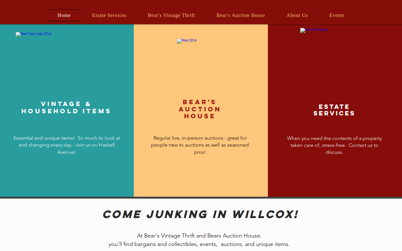 Bear's Vintage Thrift website preview