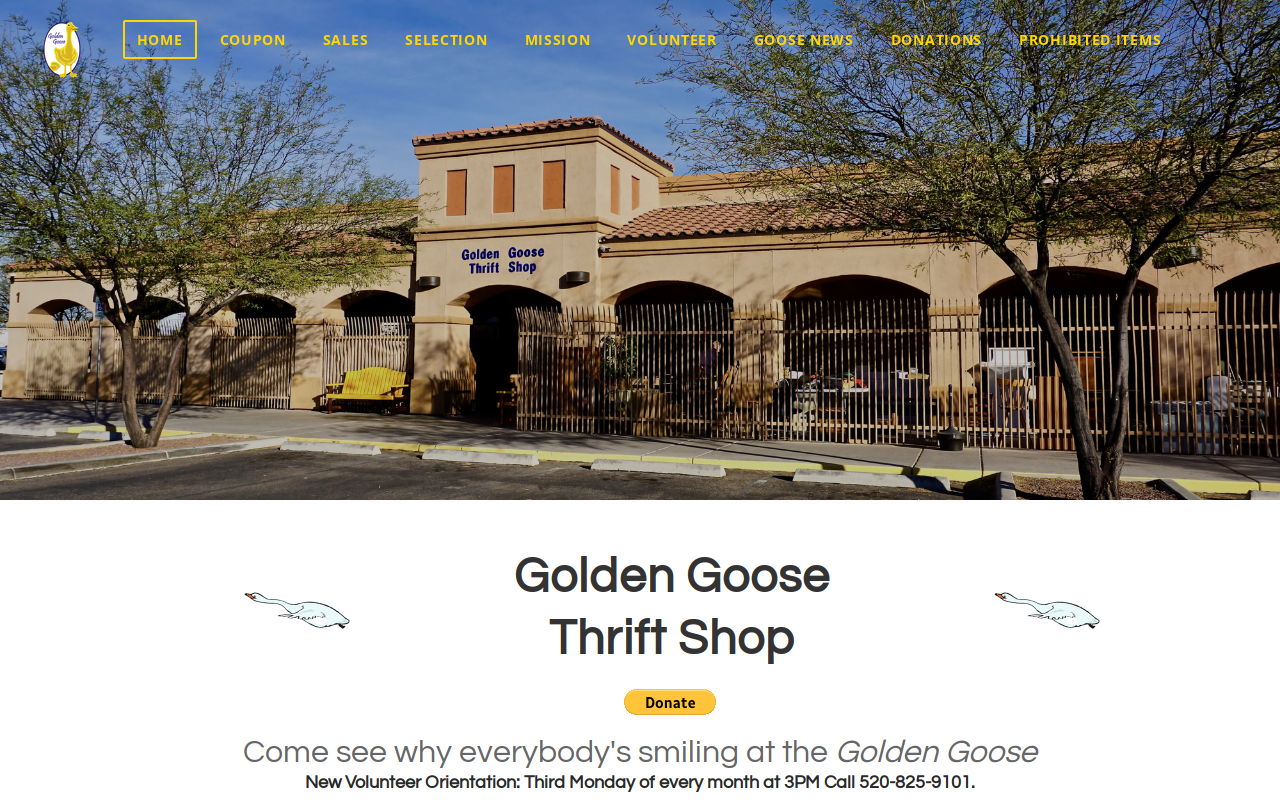 Golden Goose Thrift Shop website preview