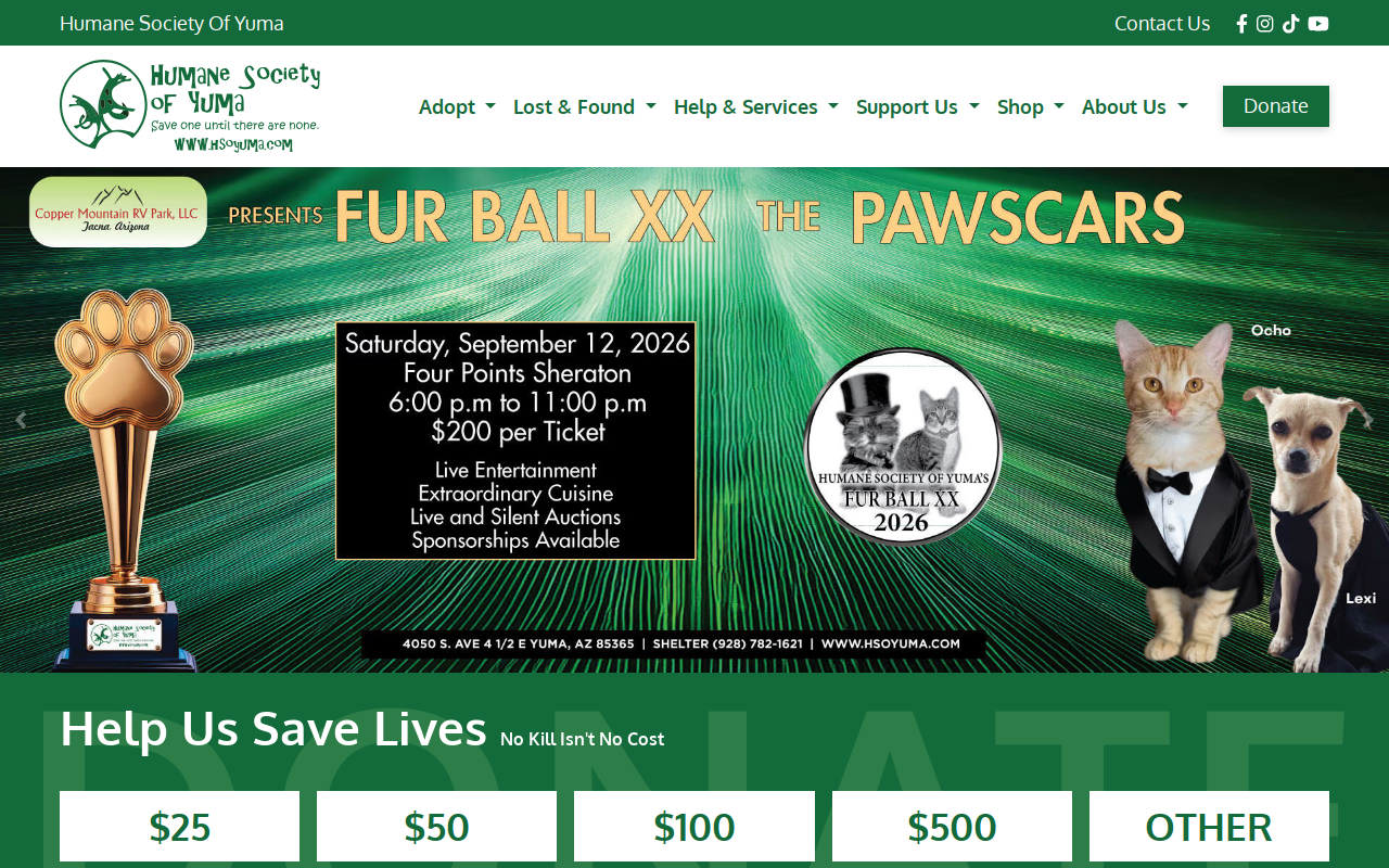Humane Society of Yuma Thrift Store website preview