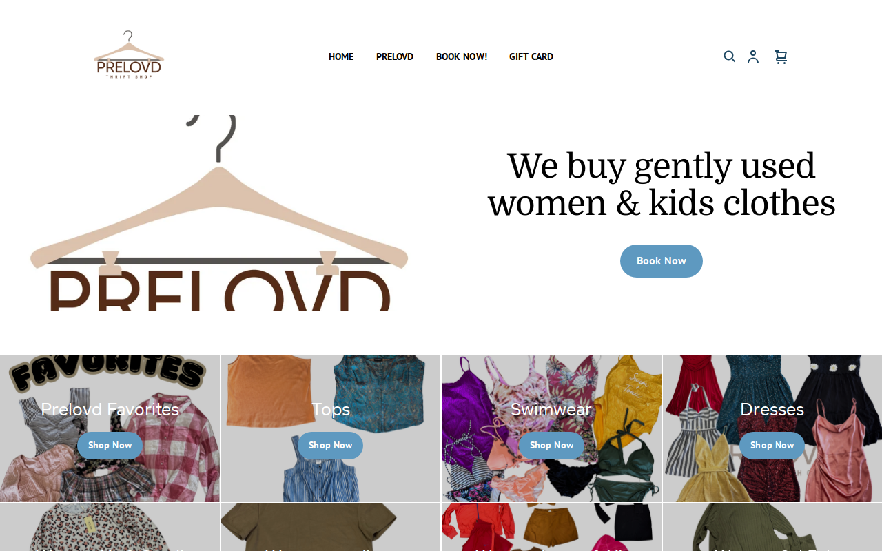 Prelovd Thrift Store website preview