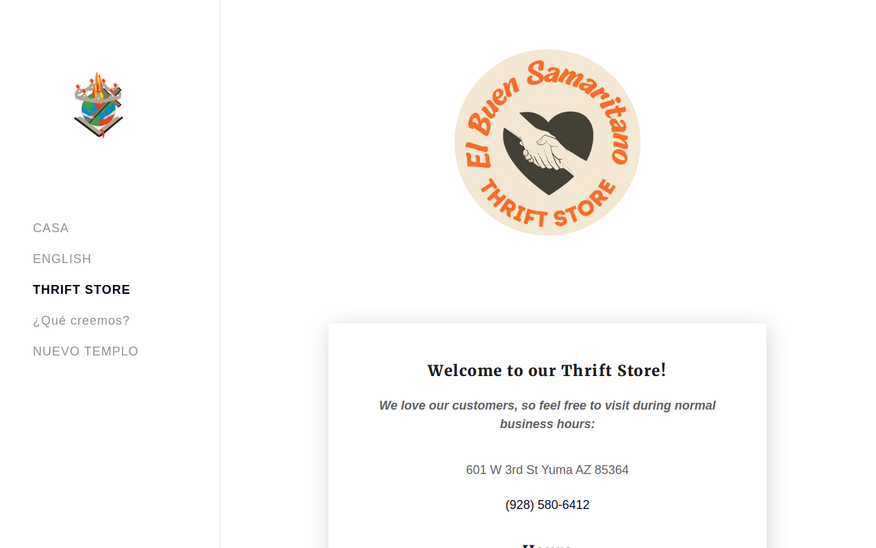 El Buen Samaritano Thrift Store website preview