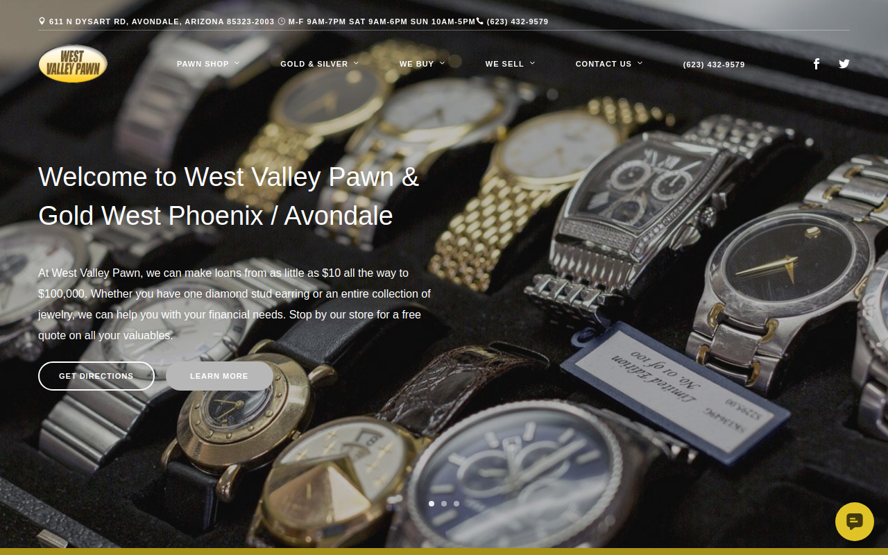 West Valley Pawn & Gold website preview