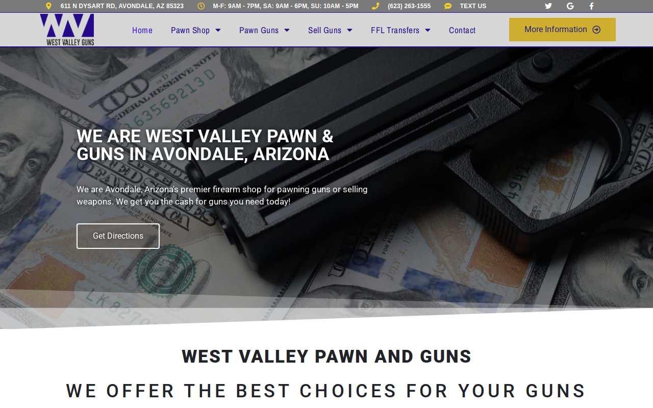West Valley Pawn & Guns website preview