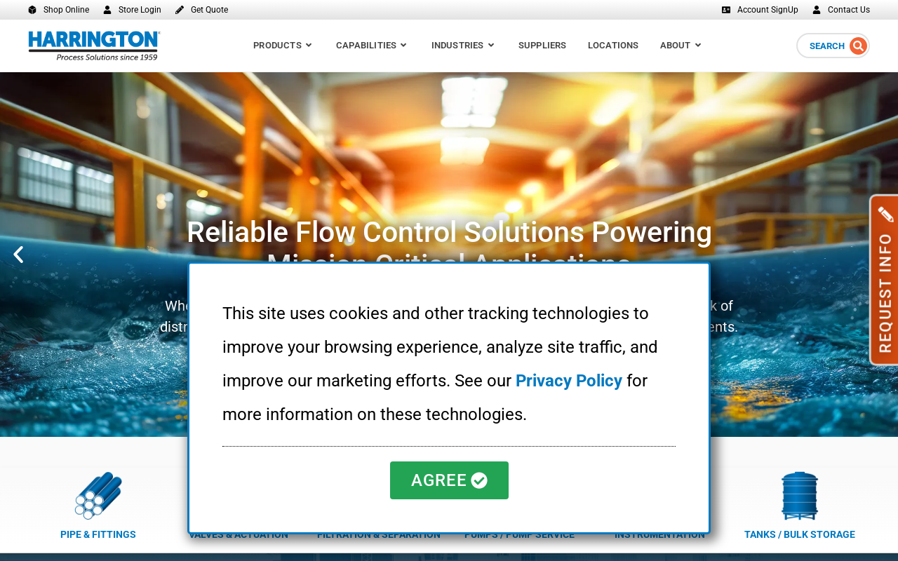Harrington Industrial Plastics website preview