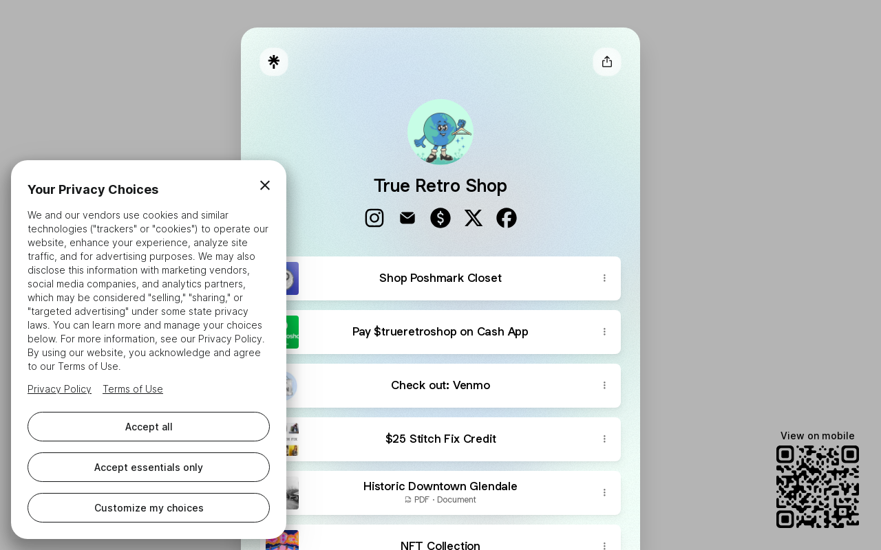 True Retro Shop website preview