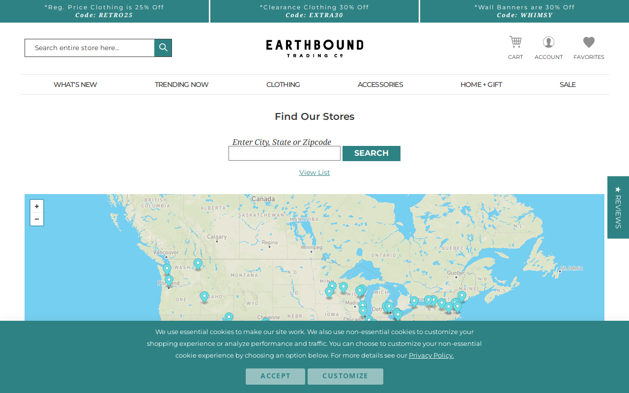 Earthbound Trading Co. website preview