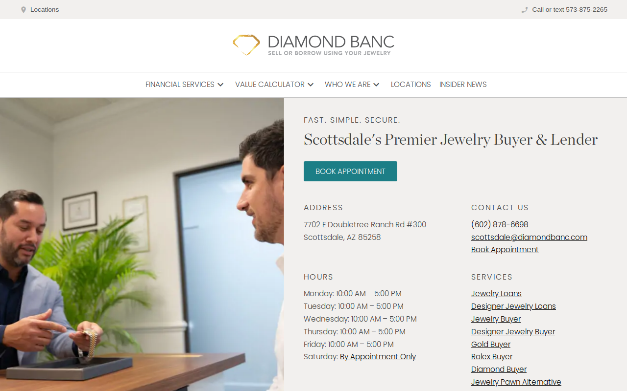 Diamond Banc website preview