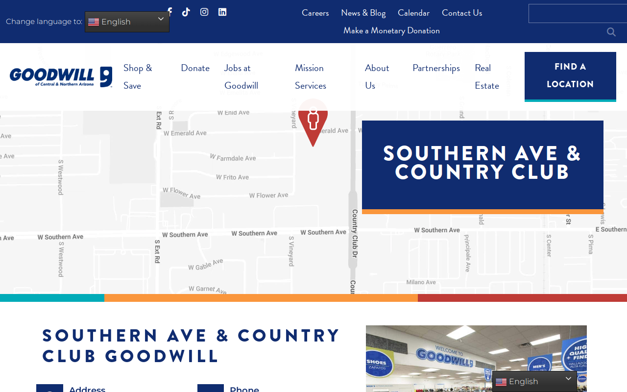 Southern and Country Club Goodwill Retail Store and Donations Center website preview
