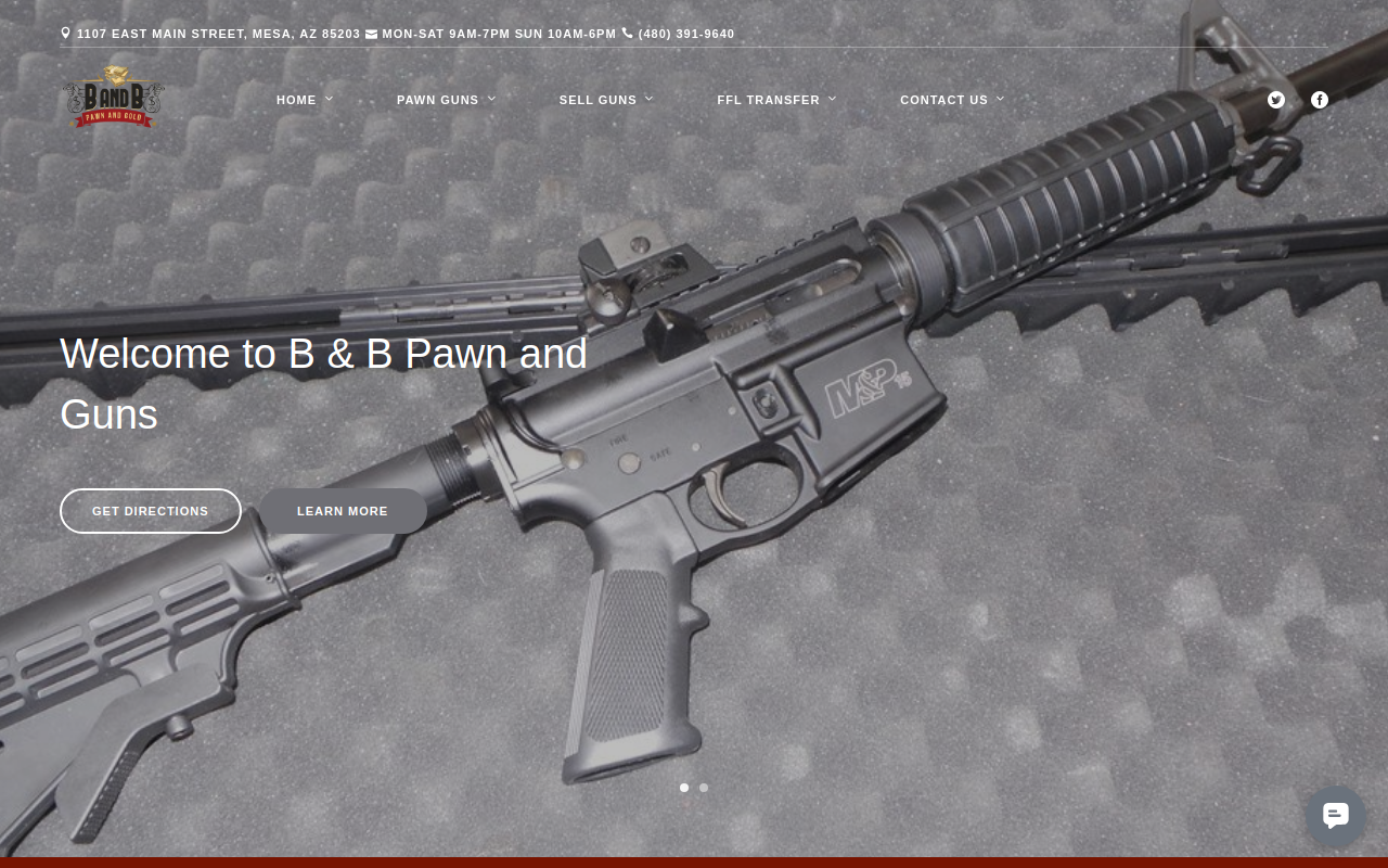 B and B Pawn and Guns website preview