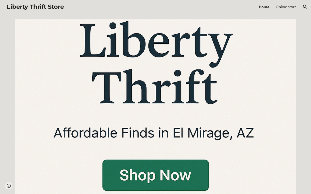 The Liberty Thrift Store website preview