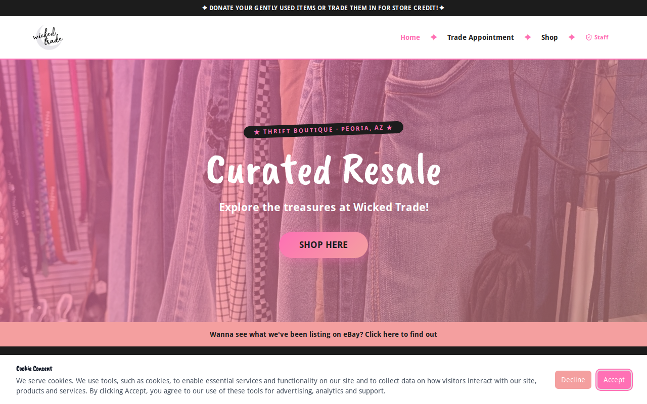 Wicked Trade Curated Resale website preview