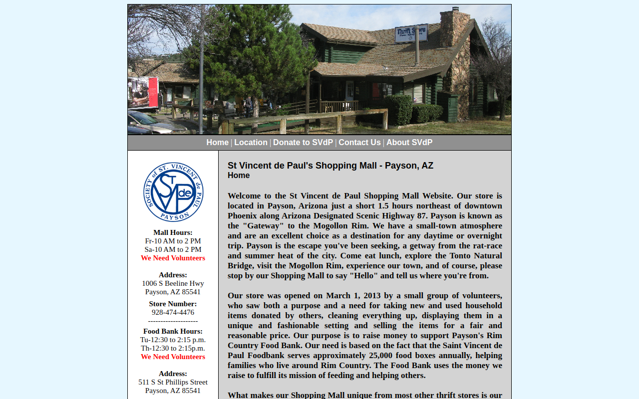 Saint Vincent de Paul Shopping Mall website preview