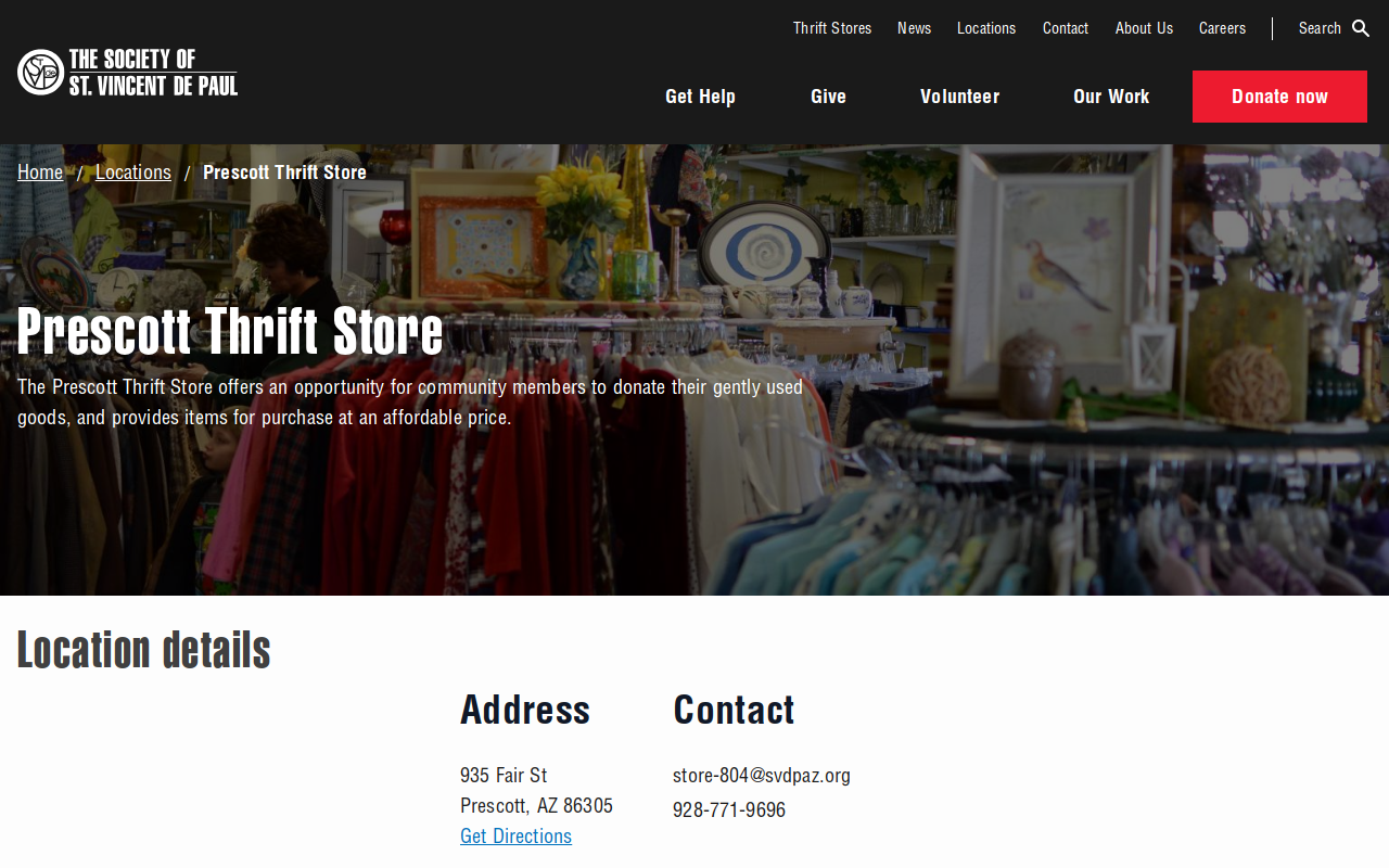 St Vincent de Paul Society Thrift Store website preview