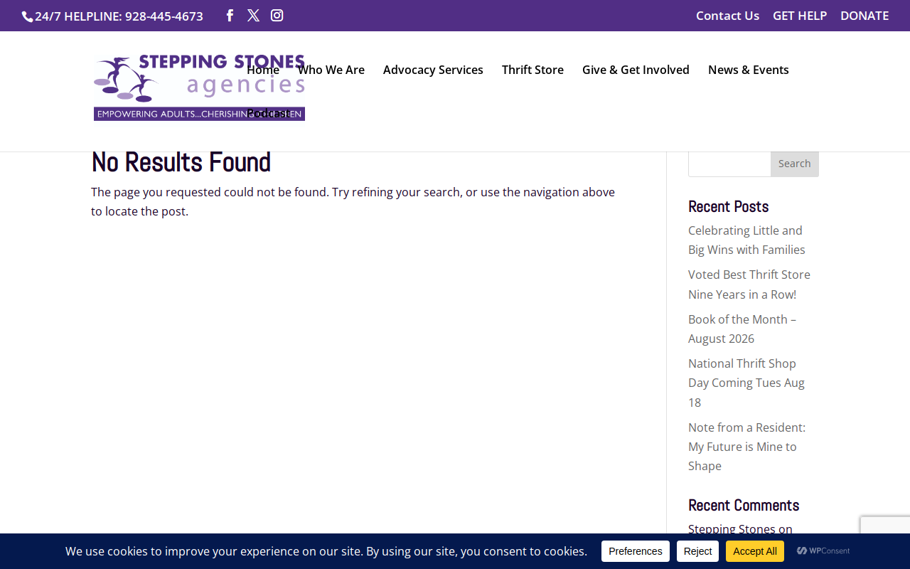 Stepping Stones Thrift Store website preview