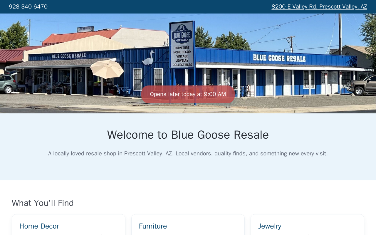 Blue Goose Resale website preview
