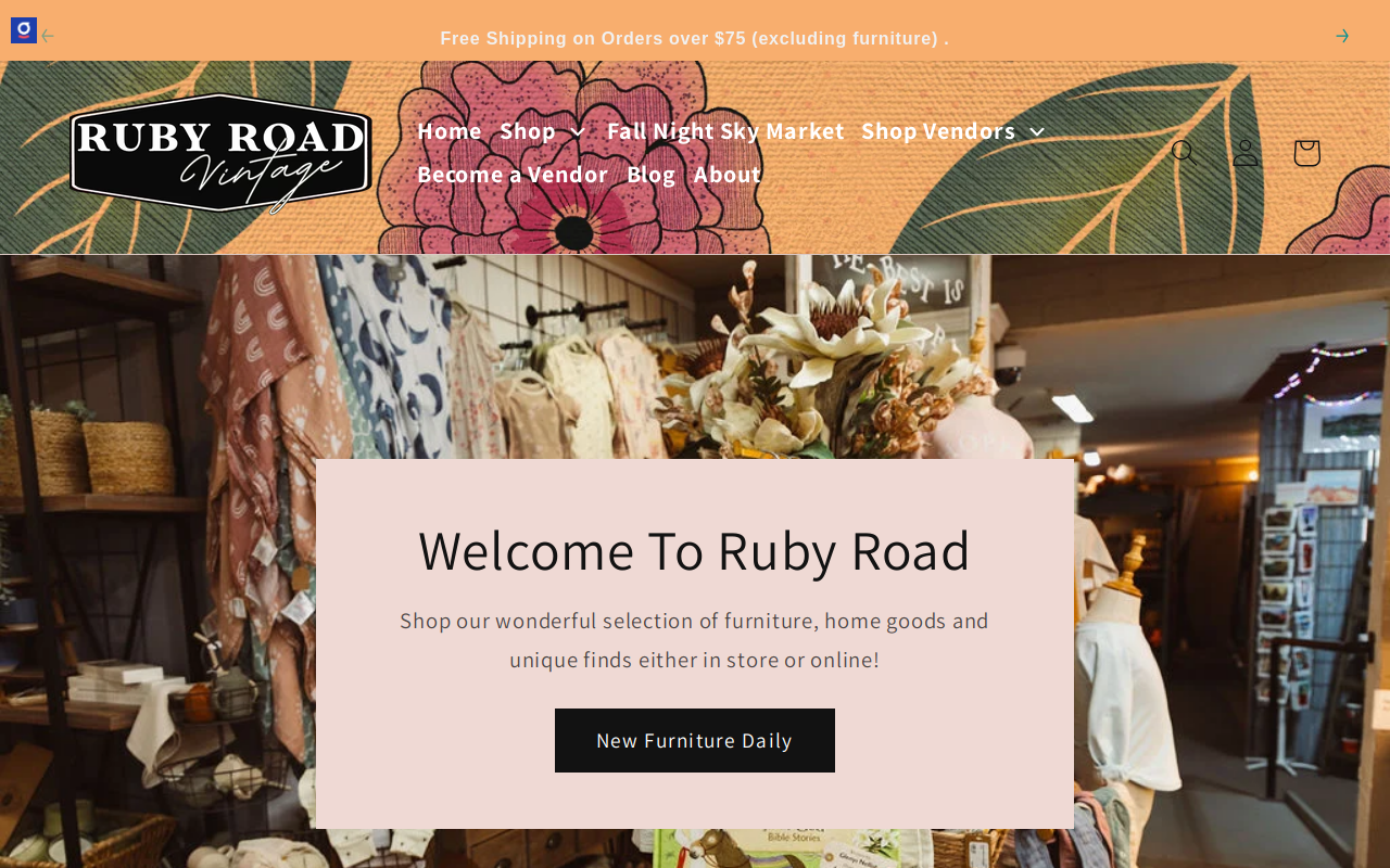 Ruby Road Vintage Mall website preview